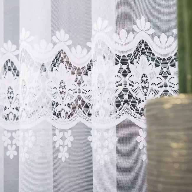 Firana gotowa już uszyta - Krótka do parapetu 200x140 na taśmie - Ostatnia sztuka